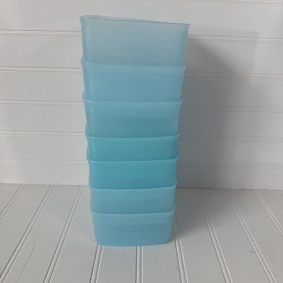 Vintage Tupperware Blue Square Round Freezer Containers 311 with Lids Set of 5 - Picture 13 of 15